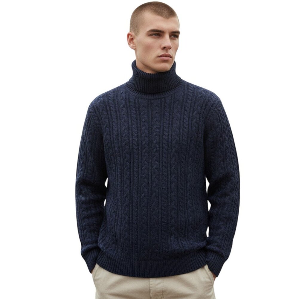 MP Massimo PIOMBO Mens Navy Cable Knit Turtleneck Sweater Size XXL NWT Preppy